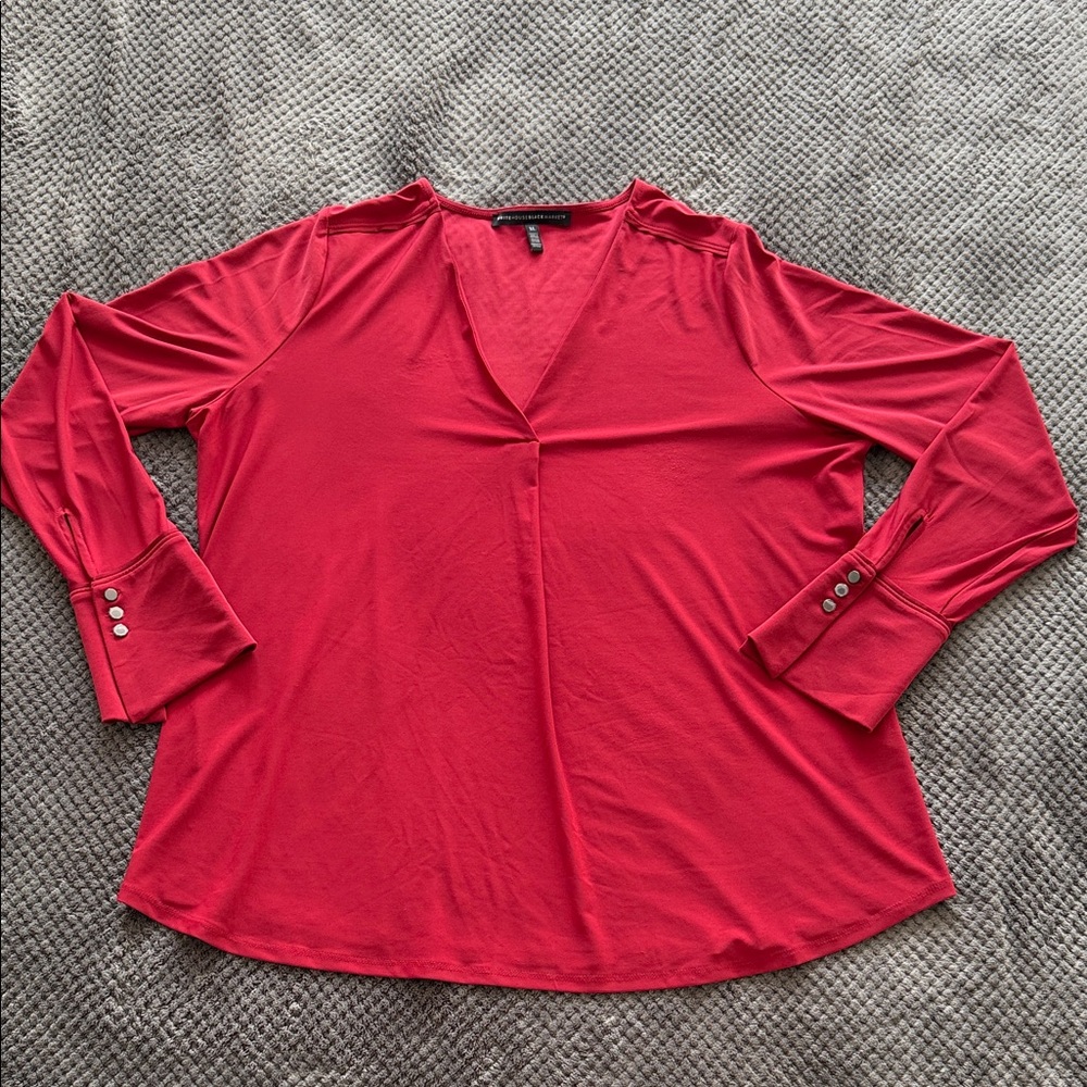 White House Black Market Vibrant Red Blouse